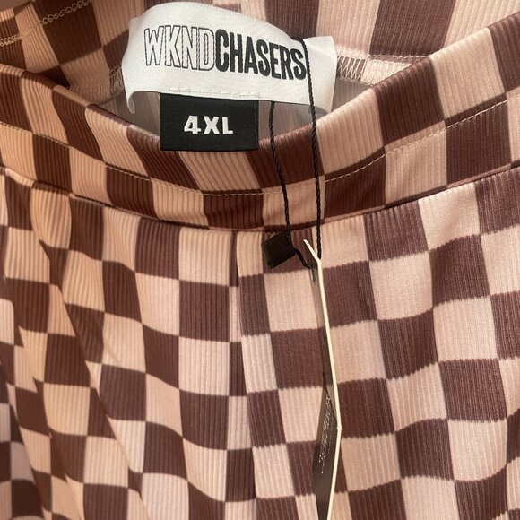 SOLD! WKND Chasers My Reputation Checkered Pants Latte 4xl - Picture 5 of 5
